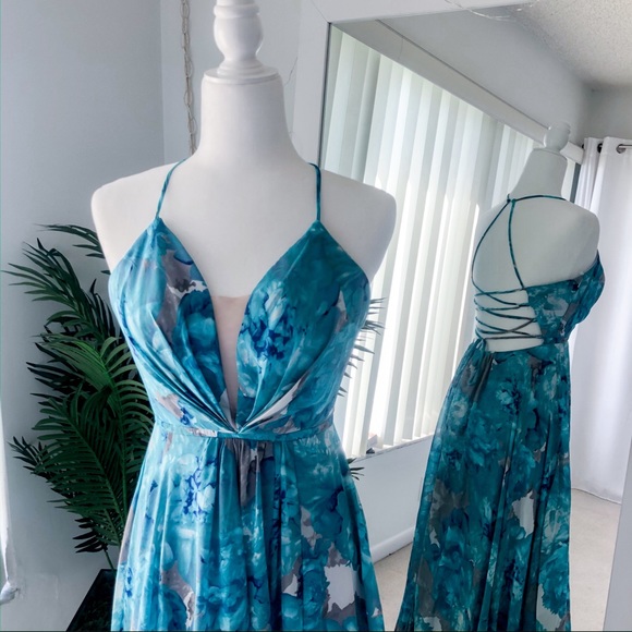 NWOT GB Long 𝙱𝚕𝚞𝚎 + Gray Dress | Size 3 - Picture 5 of 6